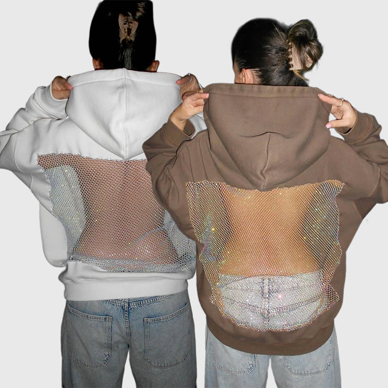 Backstage Crystal-Mesh Hoodie